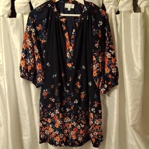 Signature by Robbie Bee Floral Dress - Navy and Orange 8